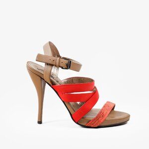 Lanvin Bi-Color Coral Strappy Heeled Sandals